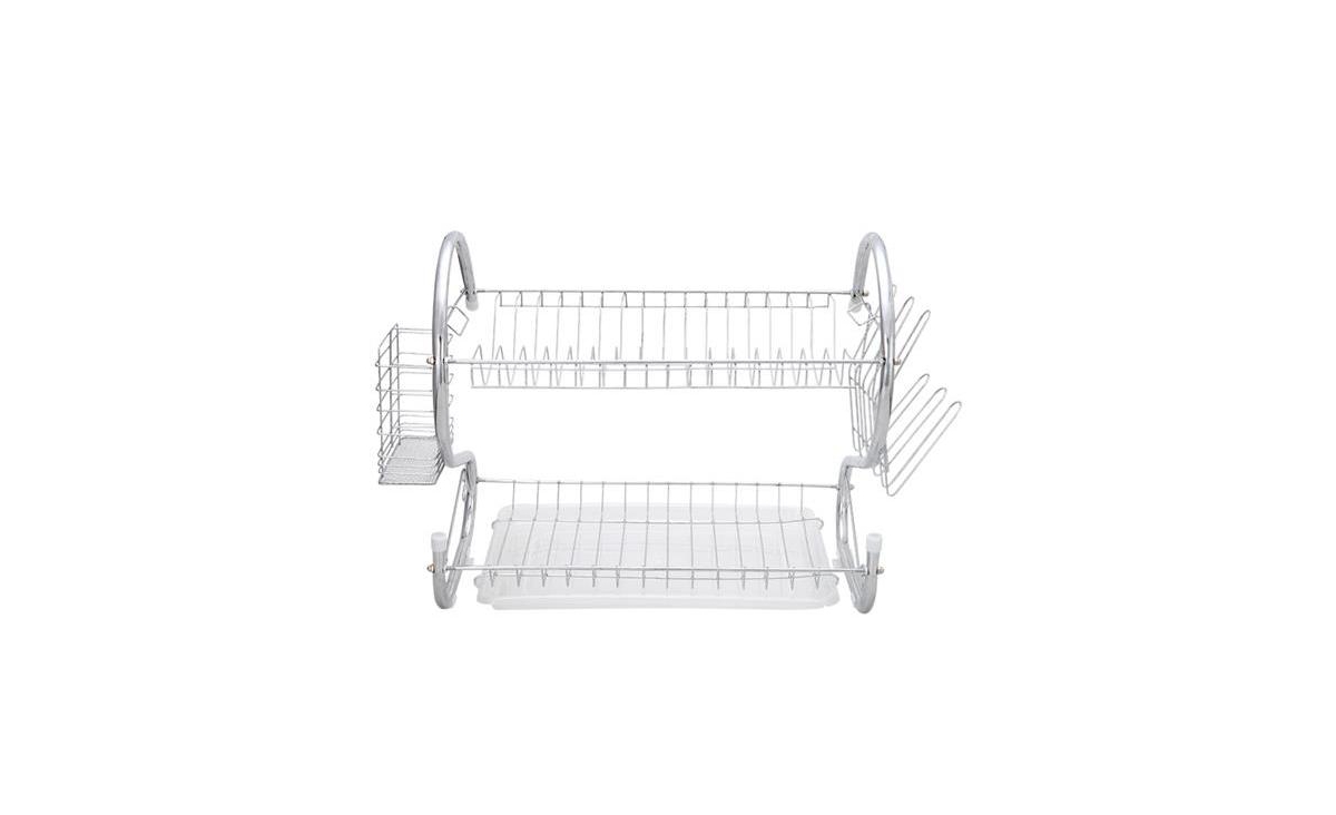 Slickblue Multifunctional S-Shaped Dual-Layer Dish Drainer Shelf for Bowls, Dishes, Chopsticks & Spoons