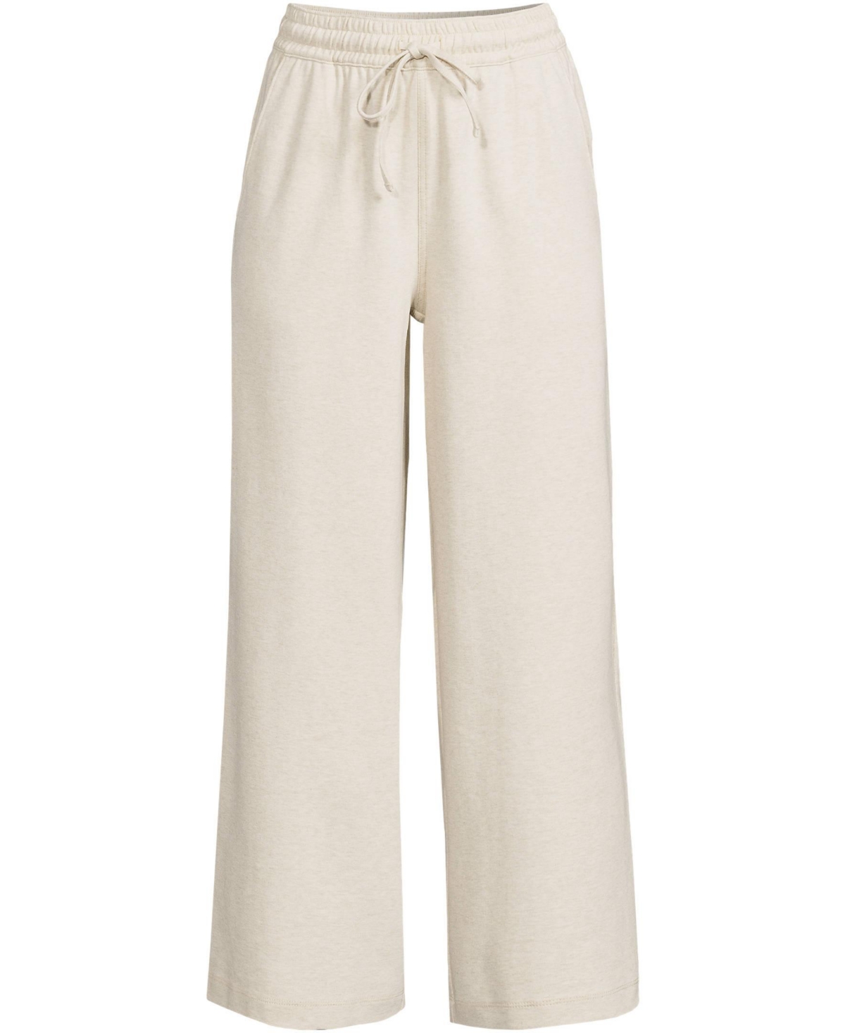 Lands' End Plus Size Sport Knit Elastic Waist Wide Leg Crop Pants