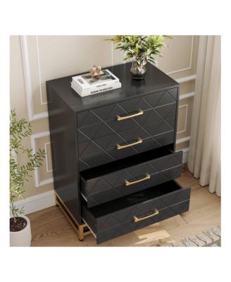 1 Pc Wood Dresser 4 Drawers Metal Handles Sturdy Frame Modern Bedroom Furniture Chest of Drawers