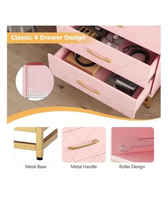 1 Pc Wood Dresser 4 Drawers Metal Handles Sturdy Frame Modern Bedroom Furniture Chest of Drawers