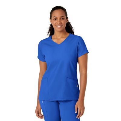 Plus Size W123 Y-Neck Wrap Scrub Top