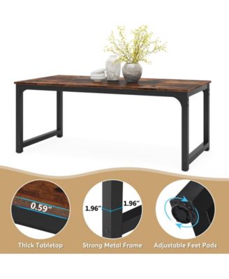 78.7"x39.4" Dining Table, Industrial Kitchen Table for 8-10 Person, Rectangular Dinner Table for Dining Room Kitchen Living Room, with Heavy Duty Metal Legs