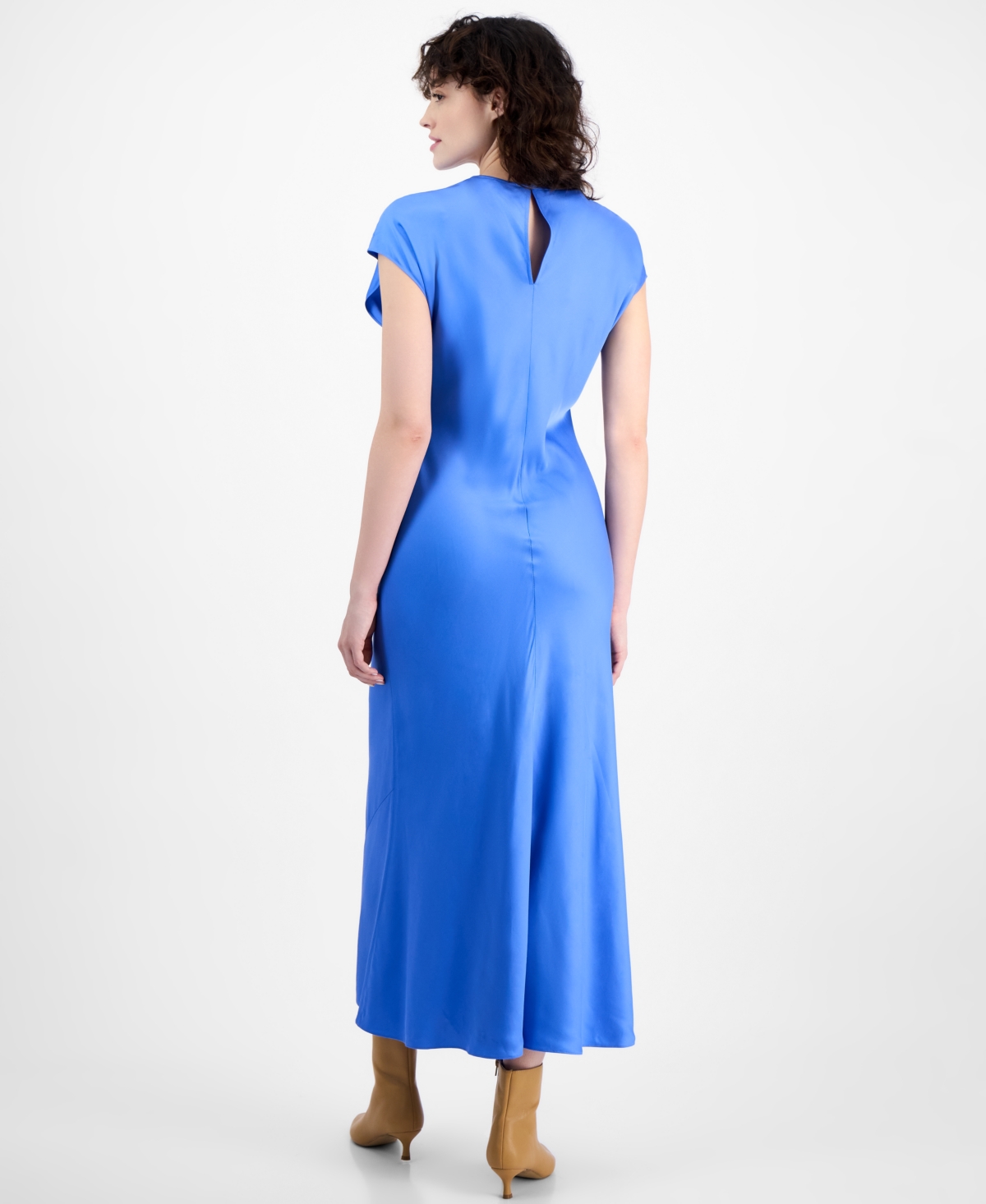 French Connection Ennis Satin Column Midi Dress In Ultra Marine
