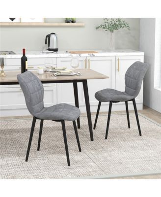 Dining Chairs Set of 4 w/ Padded Back Metal Legs & 2 Adjustable Foot Pads
