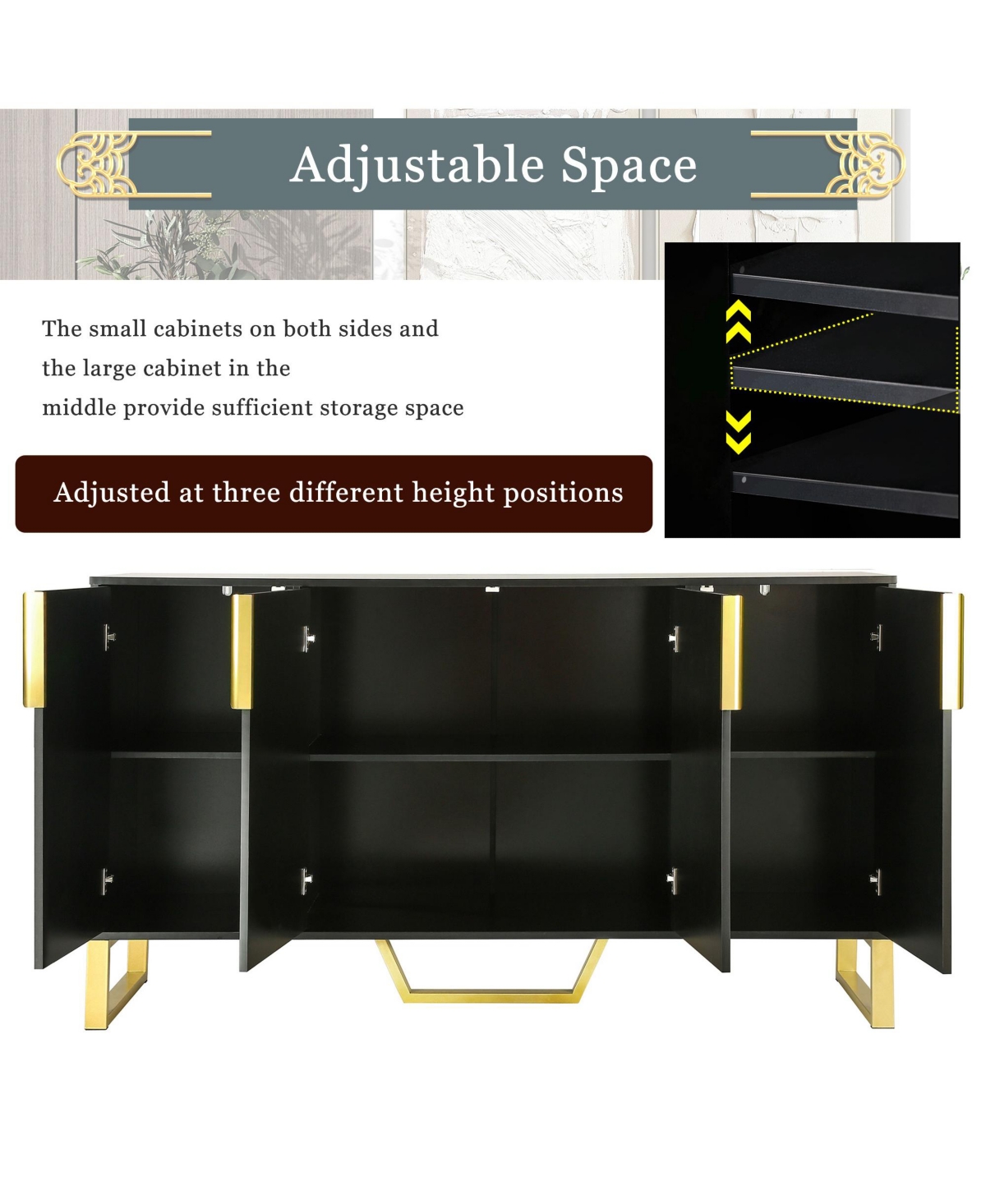 Slickblue Modern Four-Door Sideboard for Stylish Storage and Organization