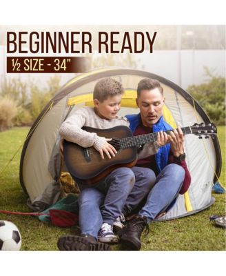 34" Acoustic Guitar Kit - 6-String 1/2 Junior Size Guitar with Accessories, Brown (PGA820BR)