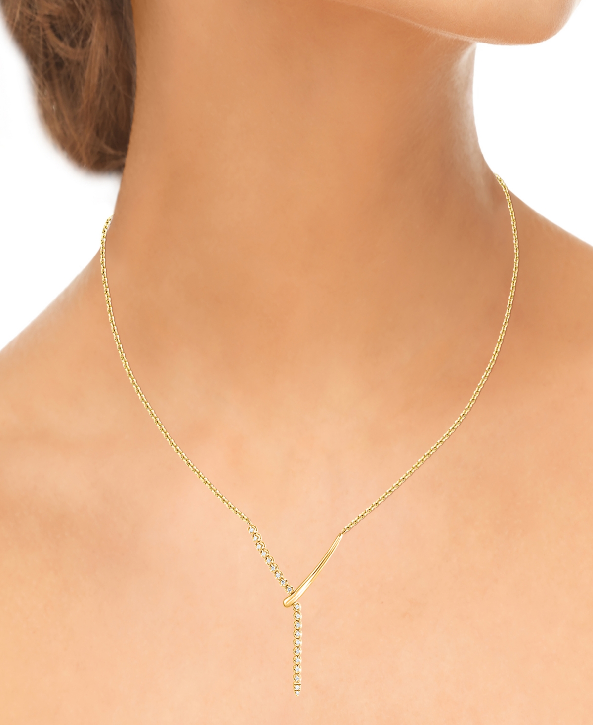 Macy's Diamond Vertical Line 18" Lariat Necklace (1/5 Ct. T.w.) In 14k Gold In Yellow Gold