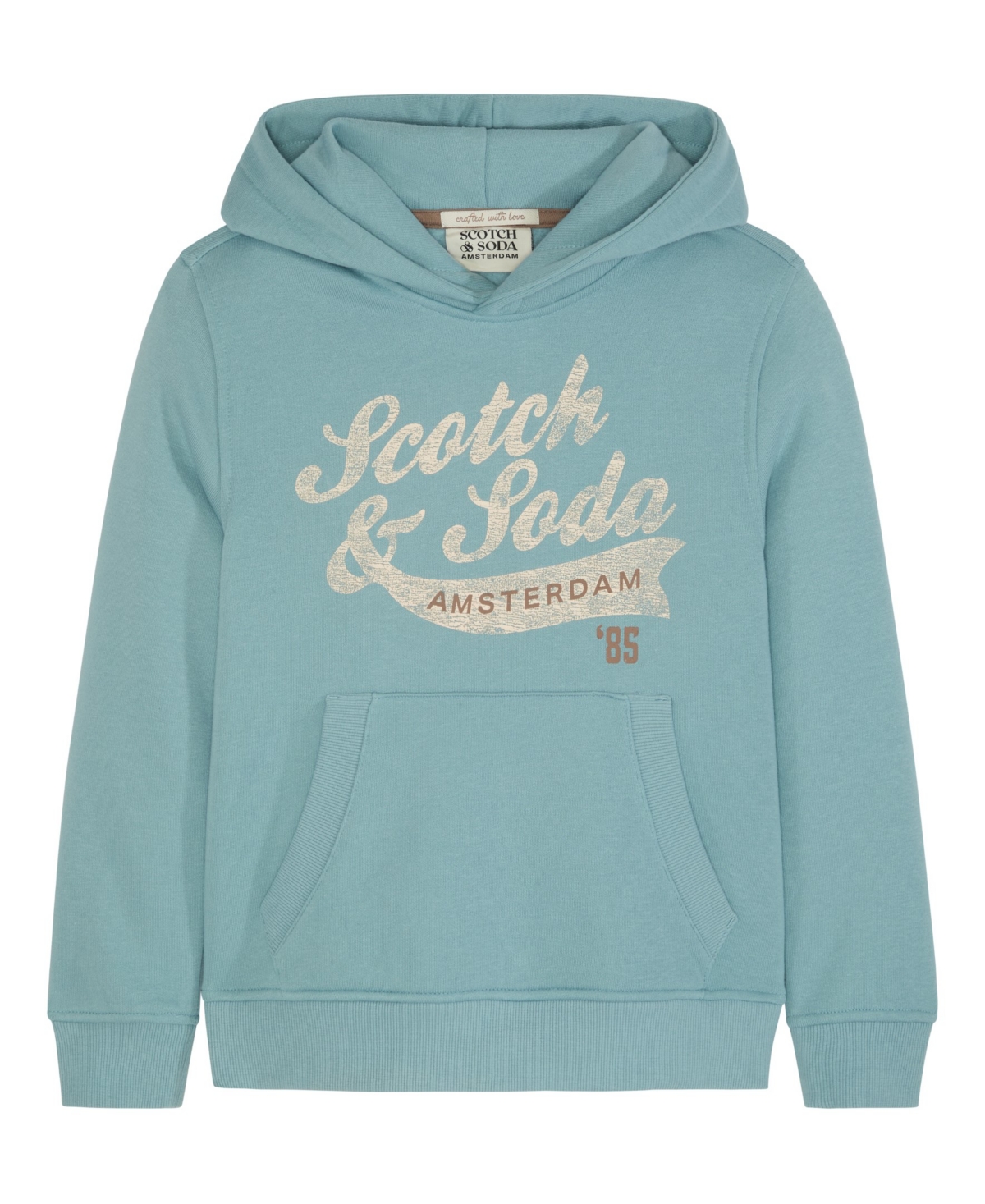 Scotch & Soda Big Boys Graphic Fleece Hoodie In Bay Blue