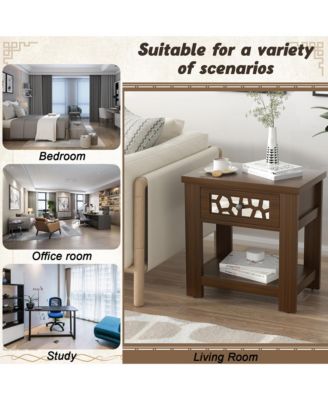 1 PC Engineered Wood Side End Table Nightstand w/ Drawer Wood for Living Room Bedroom Rustic Table Nightstand