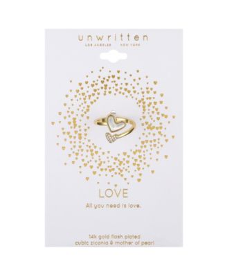 Cubic Zirconia and Mother of Pearl Heart Bypass Ring