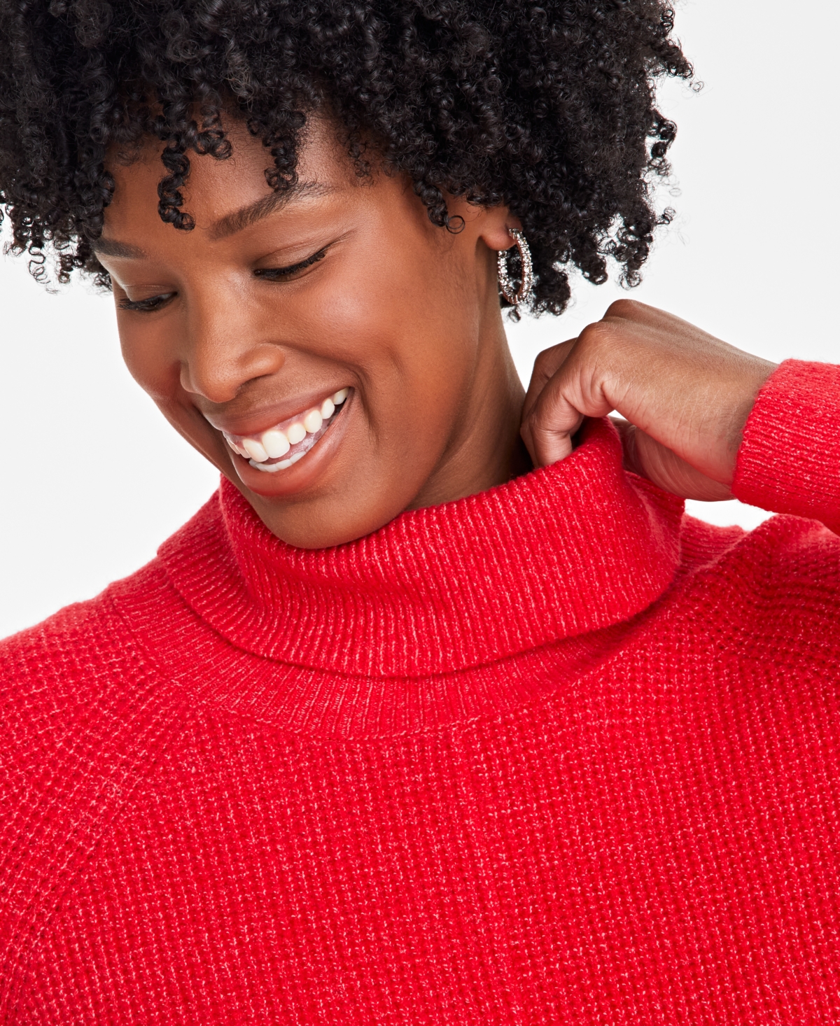 ON 34TH PLUS SIZE TURTLENECK WAFFLE-KNIT TUNIC SWEATER, CREATED FOR MACY'S 