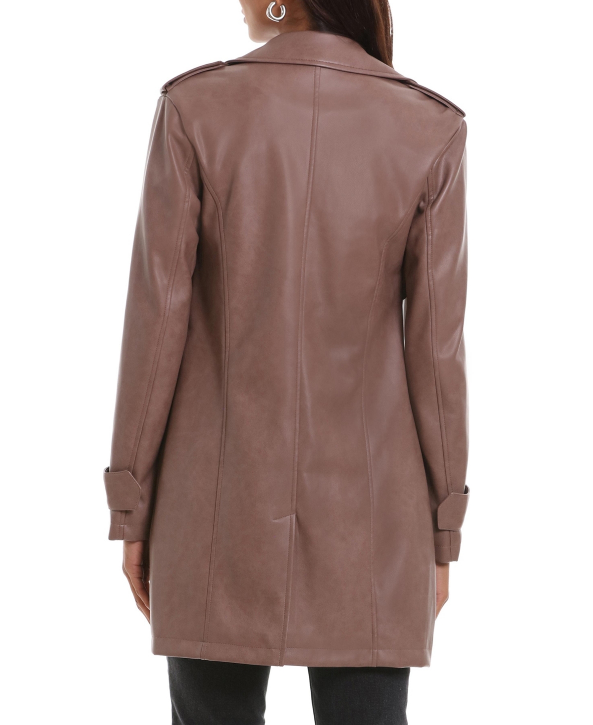 Bagatelle Collection Women's Faux Leather Open-Front Topper