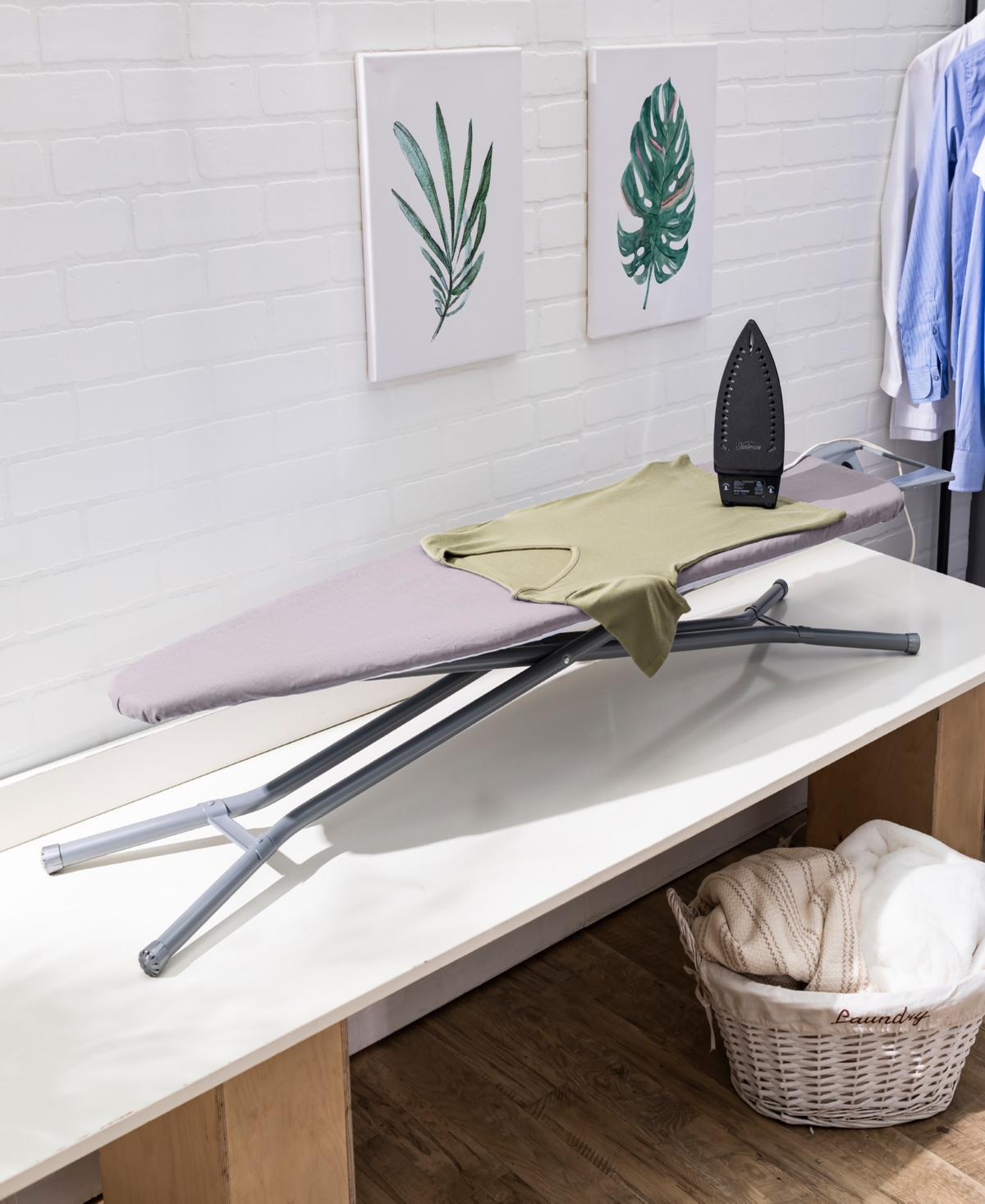 Seymour Home Products Adjustable Height, 4 Leg Ironing Board with Mesh Top and Iron Rest
