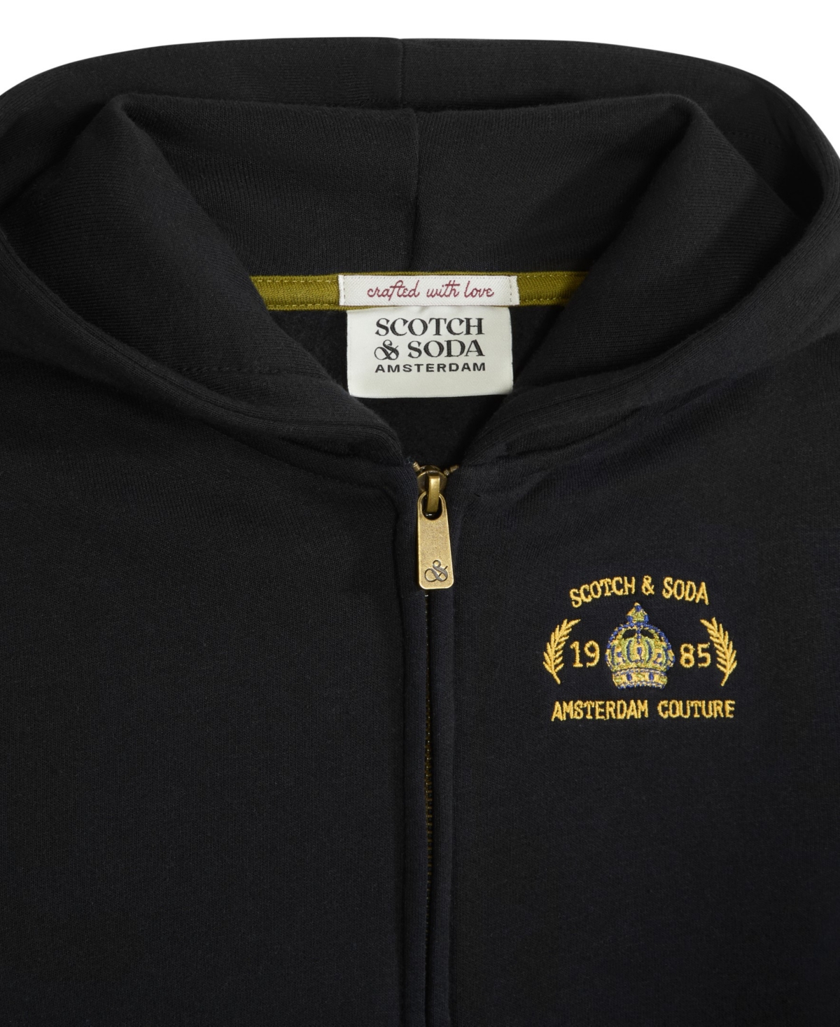 Scotch & Soda Big Boys Graphic Fleece Zip Up Hoodie In Black