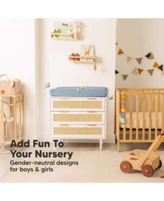 2pk Soothe Changing Pad Covers for Girl, Boy, Soft Cotton Contoured Diaper Changing Table Pad Covers