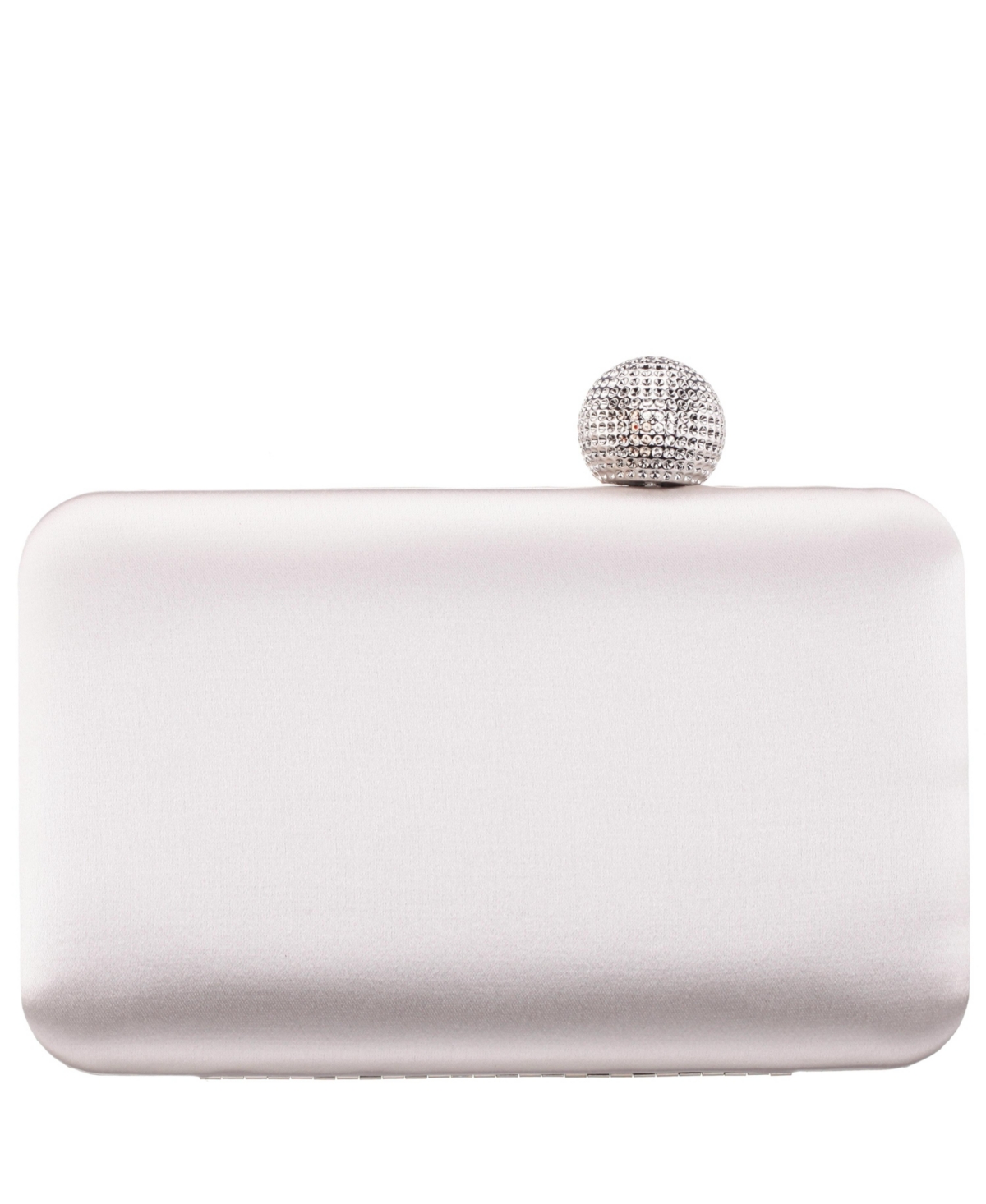 Nina Satin Minaudiere Crystal Clasp Clutch In Ivory