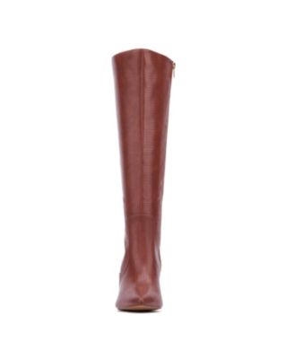 Women's Piper- Croc Embossed Kitten Heel Knee-High Boots Dress Boots