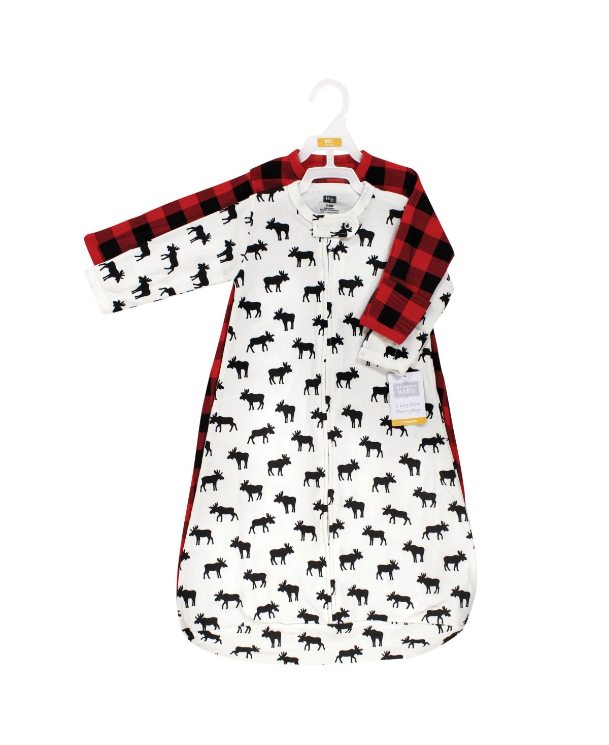 Hudson Baby Baby Boys Cotton Long-Sleeve Wearable Sleeping Bag, Sack, Blanket,- Moose