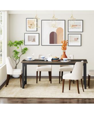 Rectangular Dinner Table with Heavy Duty Metal Legs,Industrial Kitchen Table for 6-8 Person