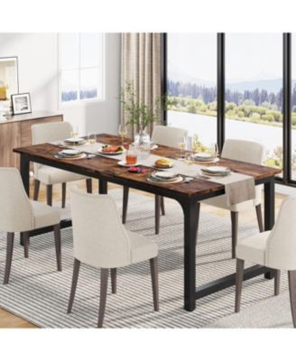 Rectangular Dinner Table with Heavy Duty Metal Legs,Industrial Kitchen Table for 6-8 Person