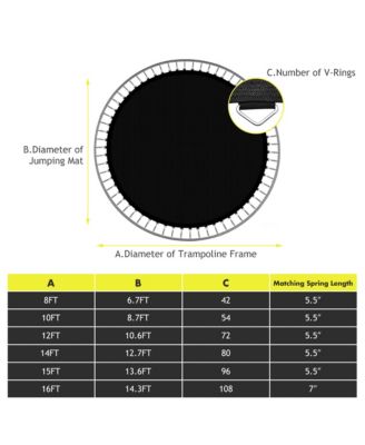 Replacement Trampoline Mat Jumping Mat Fits  Frame w/ V-Hooks