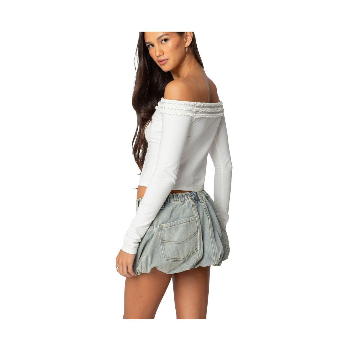 Edikted Women's Gia Ruffled Off Shoulder Top