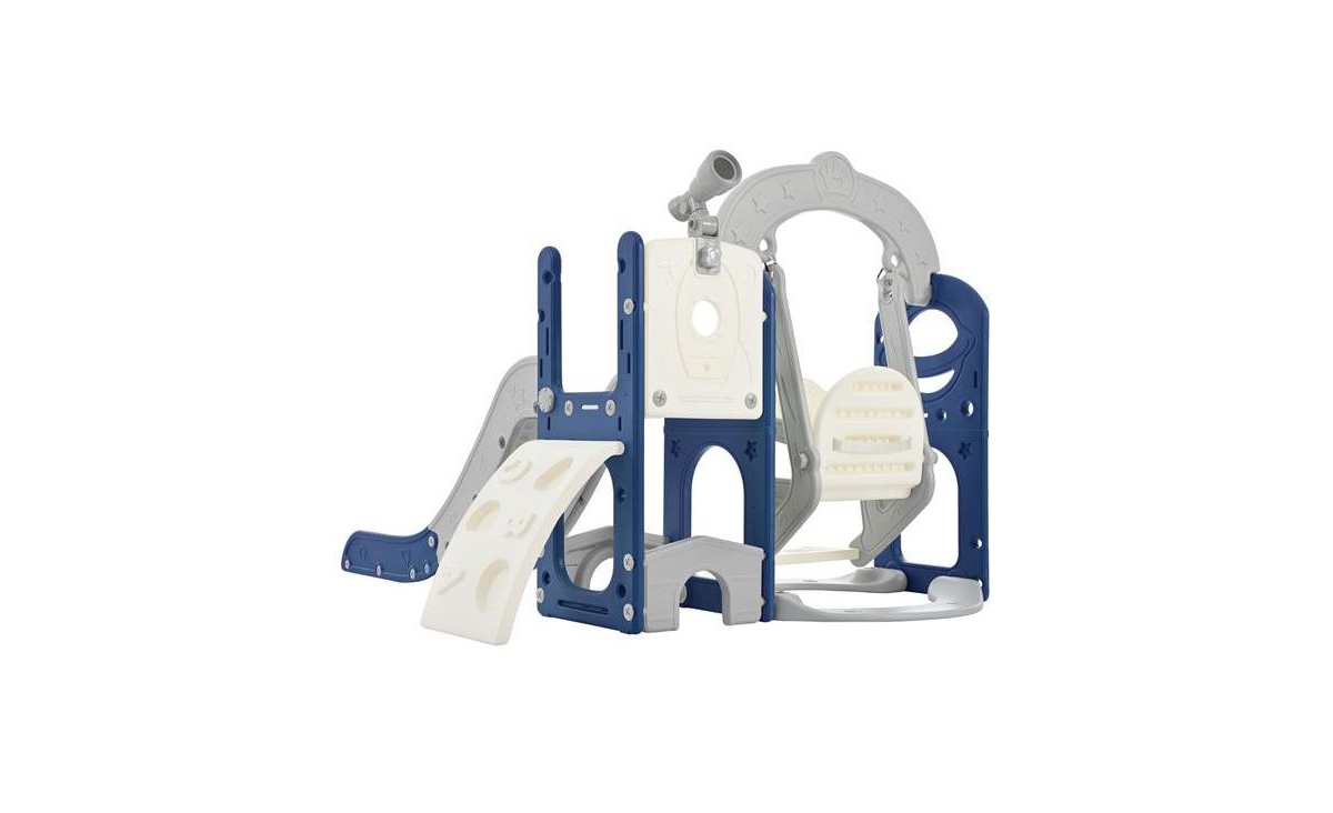 Slickblue 5-in-1 Toddler Slide and Swing Set Kids Playground Climber with Telescope for Indoor & Outdoor Fun