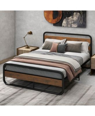 Queen Size Arc Platform Bed with Headboard and Footboard