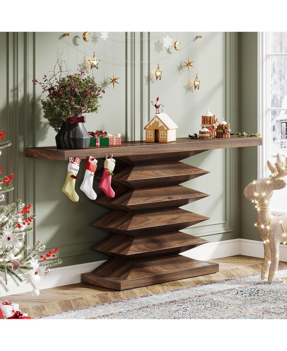 Tribesigns 51-Inch Long Console Table, Farmhouse Entryway Table with Unique Base, Narrow Wooden Hallway Table, Entrance Foyer Sofa Accent Table for Li