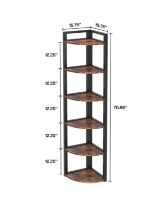 70.9 Inch Tall Corner Bookshelf Small Bookcase Rustic Corner Shelving Unit Storage Rack,6 Tier Corner Shelf