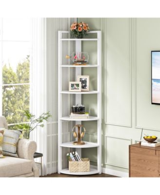 70.9 Inch Tall Corner Bookshelf Small Bookcase Rustic Corner Shelving Unit Storage Rack,6 Tier Corner Shelf
