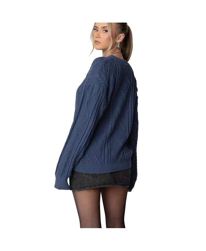 Women's Jessy Cable Knit Oversized Sweater - thumbnail 8