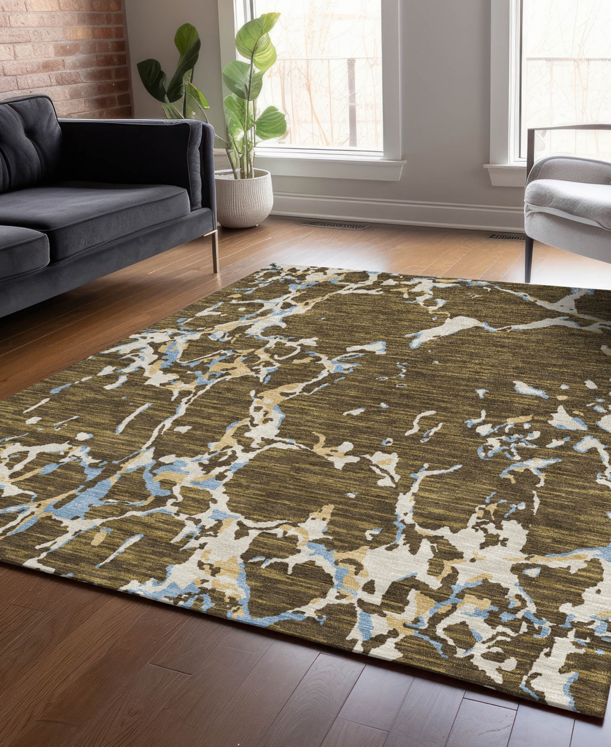 Addison Chantille Machine Washable Acn1046 8'x10' Area Rug In Coffee