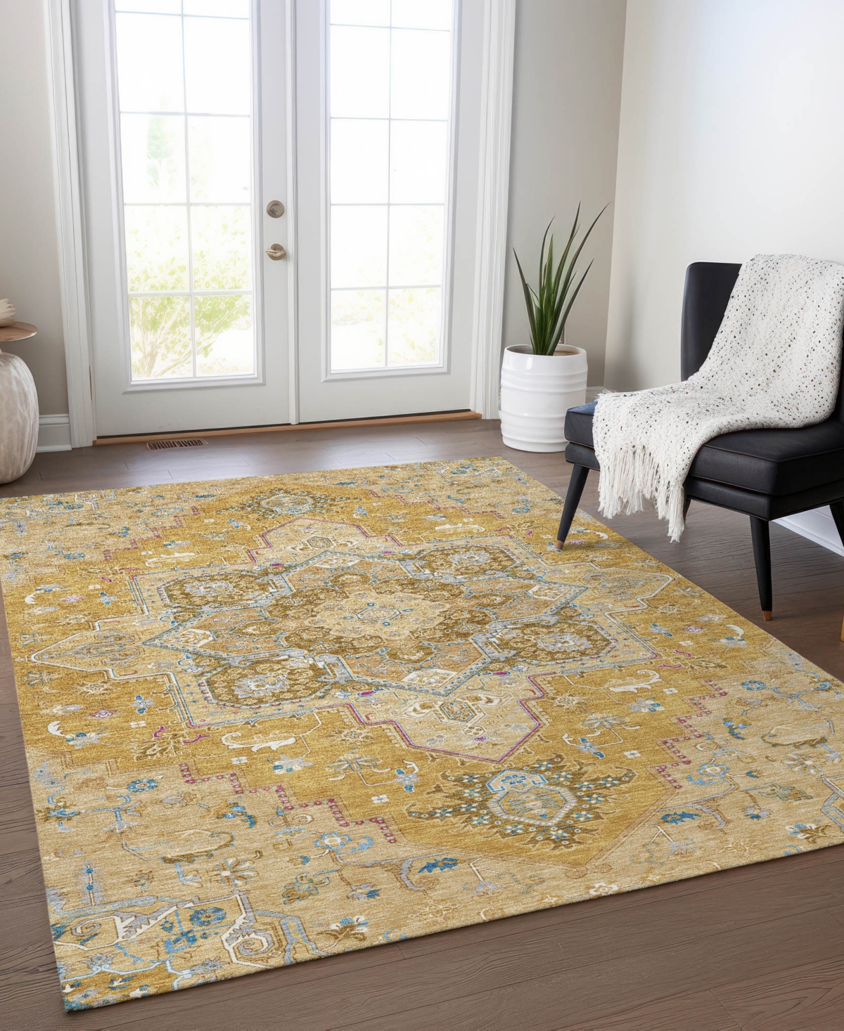 Addison Chantille Machine Washable Acn1036 8'x10' Area Rug In Gold