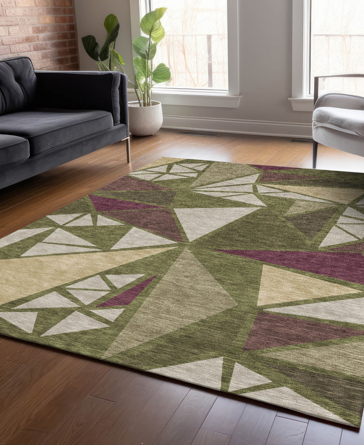 Addison Chantille Machine Washable Acn1039 8'x10' Area Rug In Olive