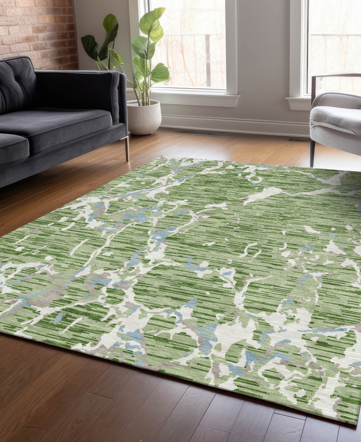 Addison Chantille Machine Washable Acn1046 5'x7'6" Area Rug In Grass
