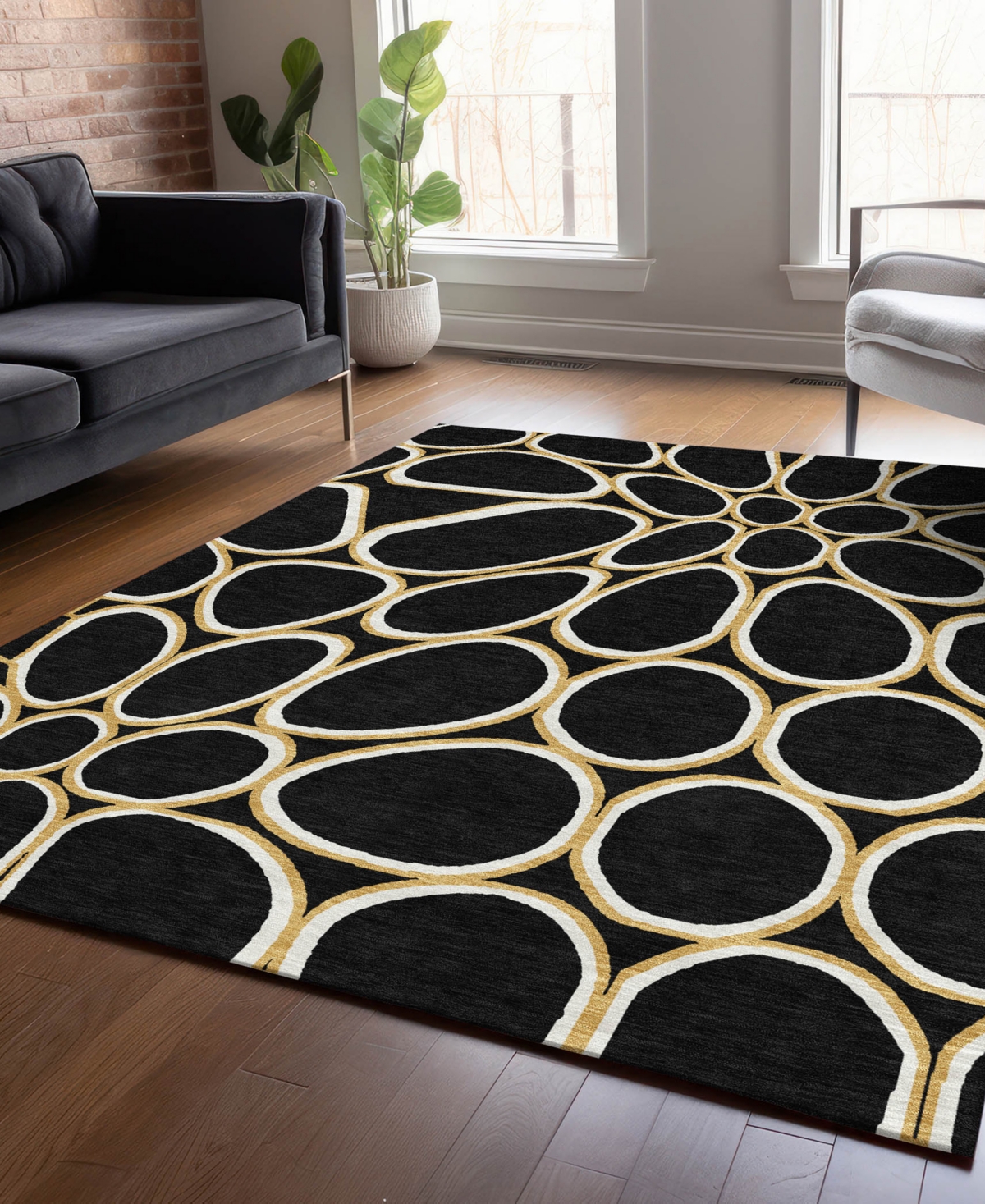 Addison Chantille Machine Washable Acn1041 5'x7'6" Area Rug In Black