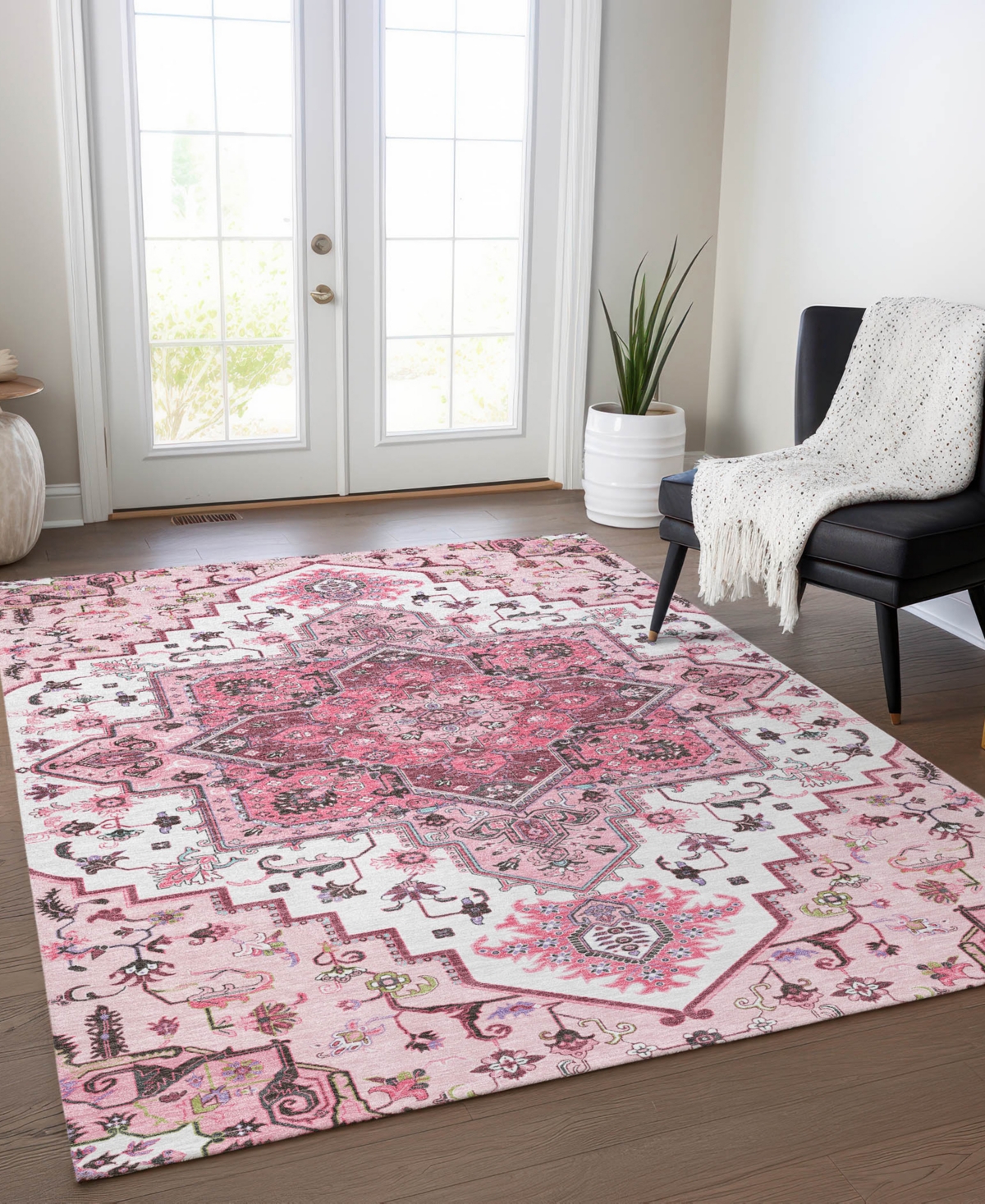 Addison Chantille Machine Washable Acn1036 5'x7'6" Area Rug In Pink