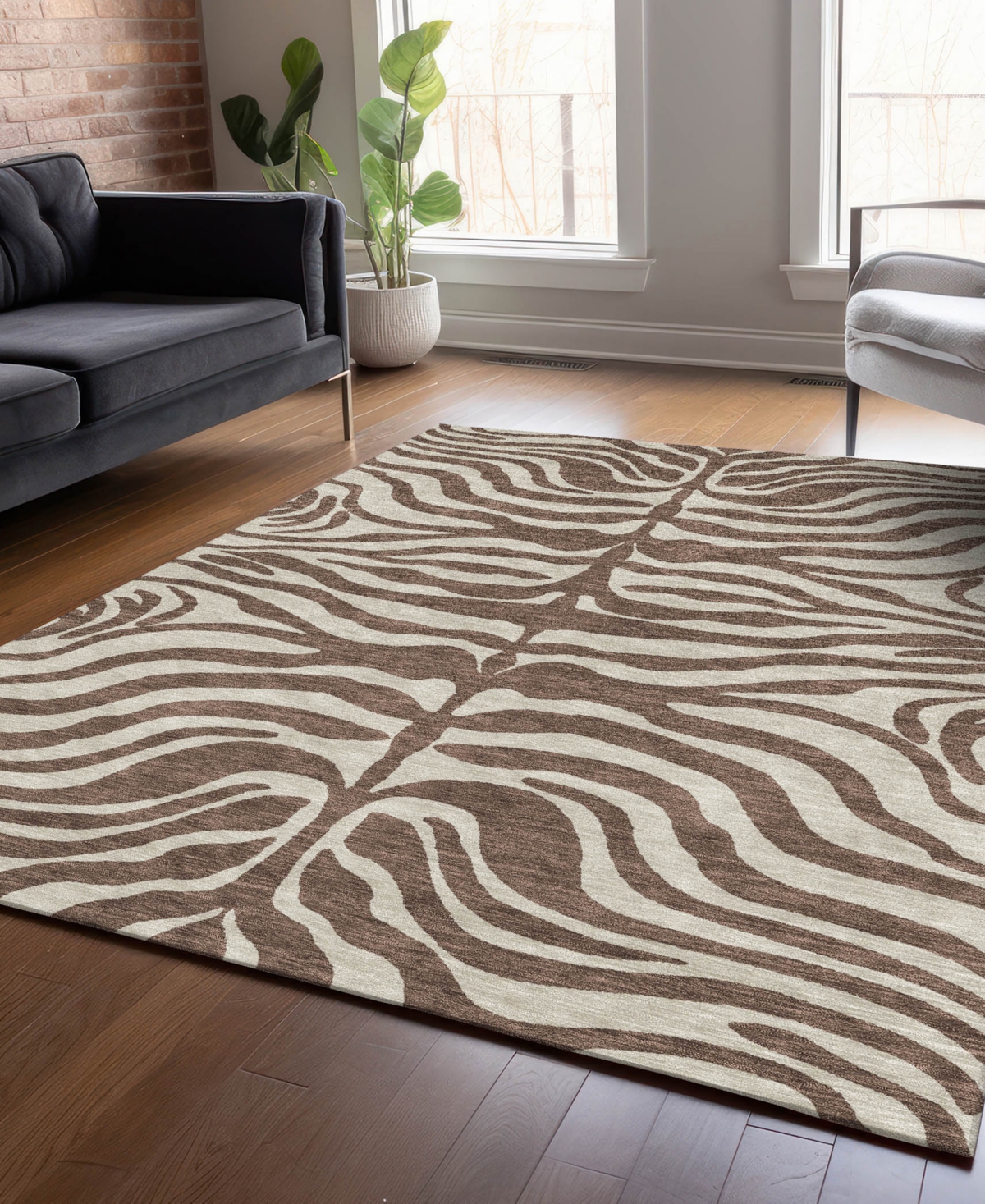 Addison Chantille Machine Washable Acn1042 3'x5' Area Rug In Brown