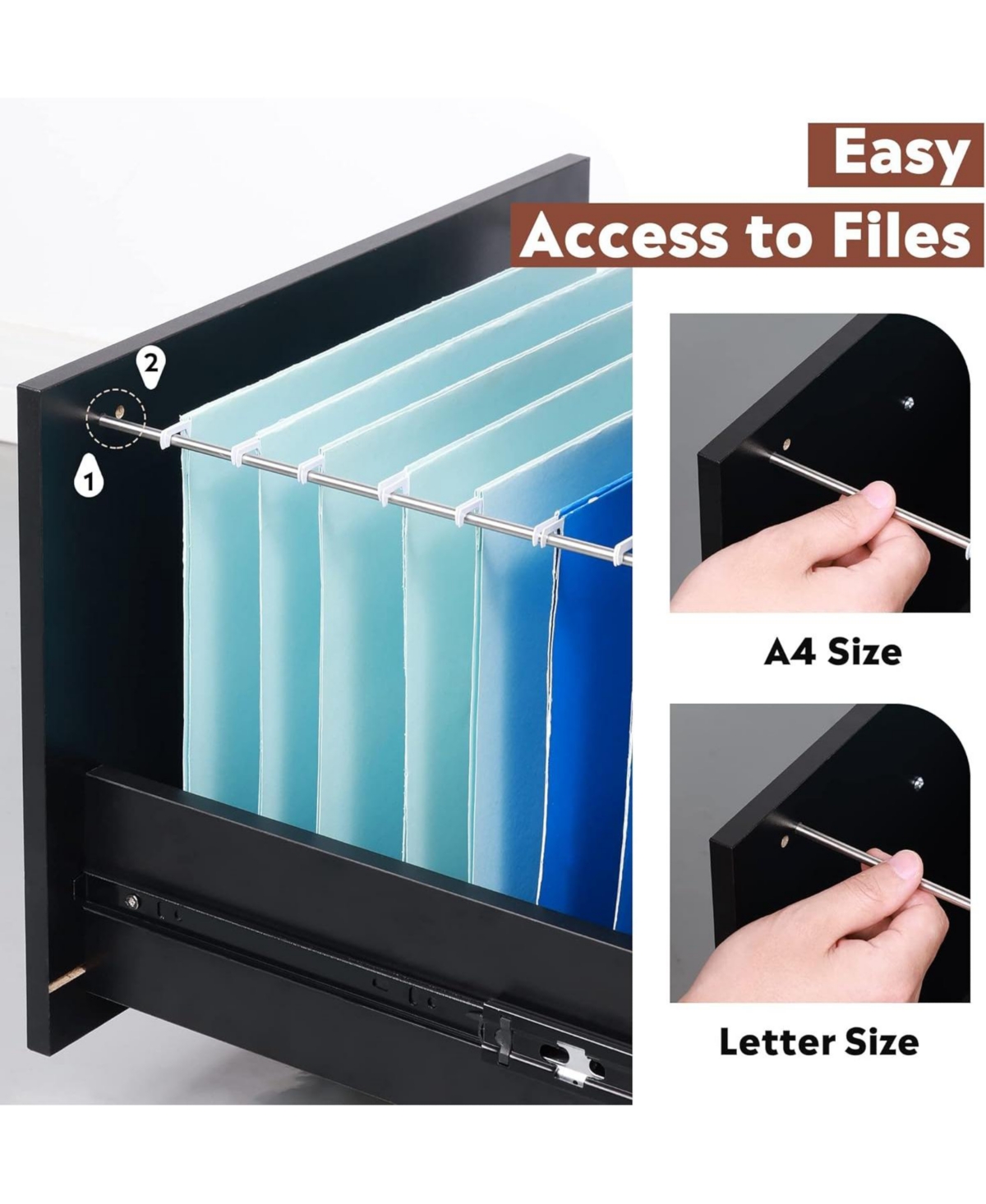 Devaise 3 Drawer Wood Mobile File Cabinet Rolling Filing Cabinet for Letter/A4
