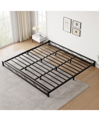 King Size Bed Frame, Metal Low Platform Bed Frame, with Wavy Pattern, Metal Slat Support