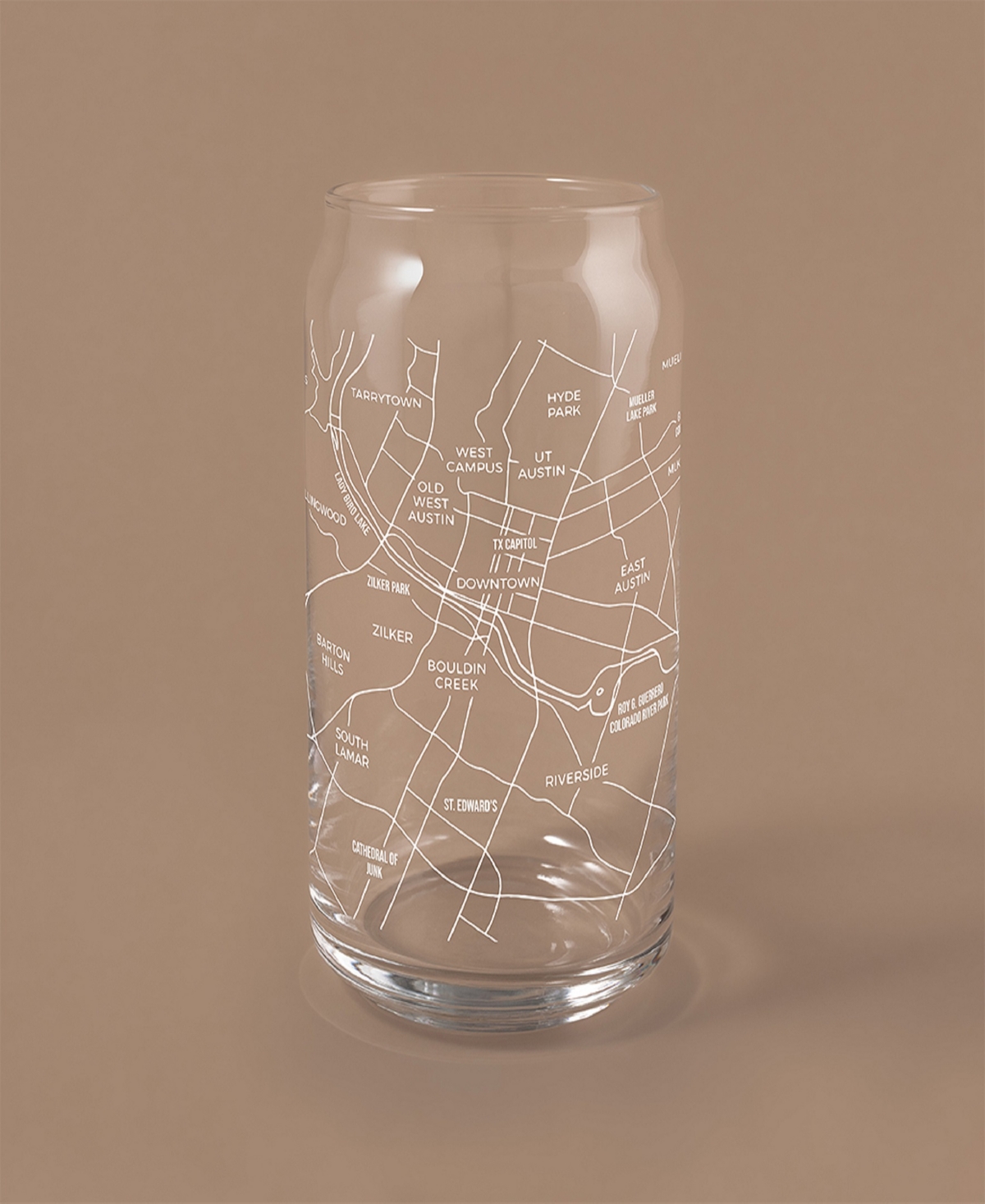Narbo The Can Austin Map Everyday Glassware, Set Of 2 In White
