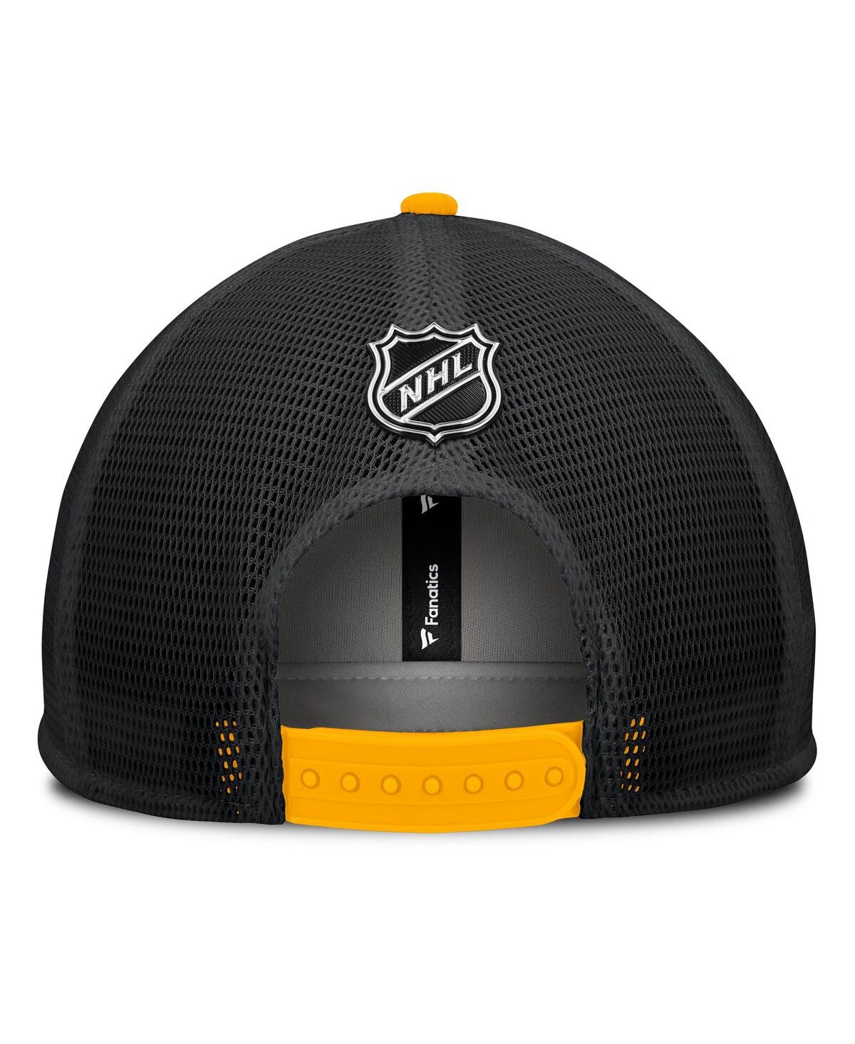 Fanatics Men'sGold Pittsburgh Penguins Authentic Pro Hometown Rink Foam Trucker Snapback Hat - Black, Gold