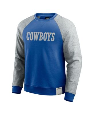 Darius Rucker Collection by Men's Blue/Gray Dallas Cowboys Throwback Color Block Raglan Pullover Sweatshirt