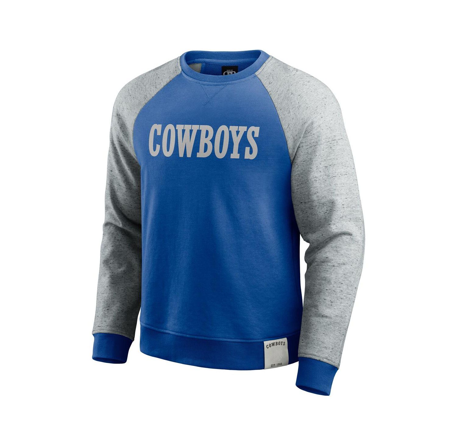 Darius Rucker Collection by Men's Blue/Gray Dallas Cowboys Throwback Color Block Raglan Pullover Sweatshirt