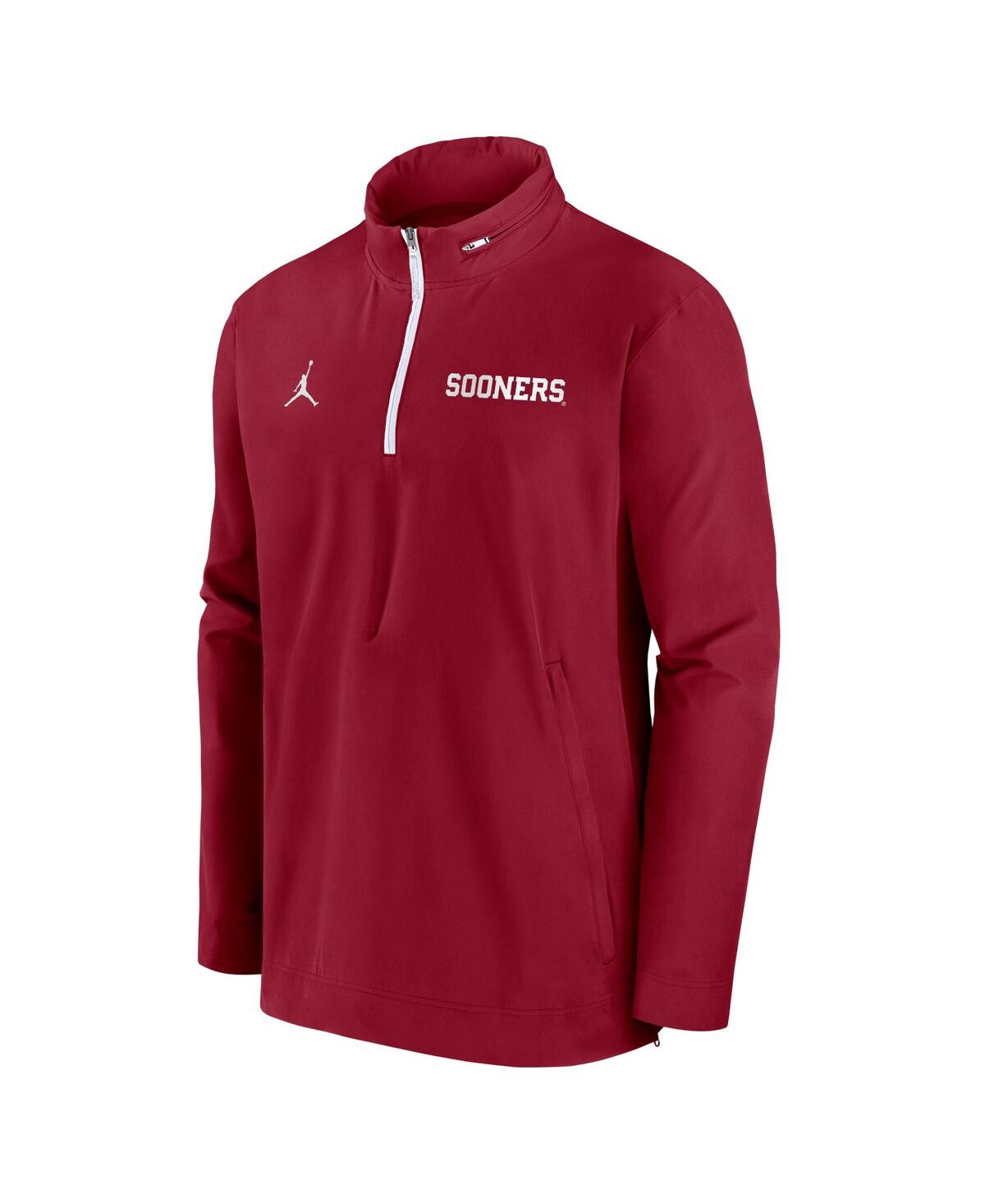 JORDAN MEN'S CRIMSON OKLAHOMA SOONERS SIDELINE COACHES QUARTER-ZIP JACKET 