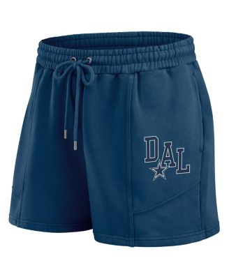 Women's Navy Dallas Cowboys Washed Fleece Long Sleeve T-Shirt Shorts Lounge Set