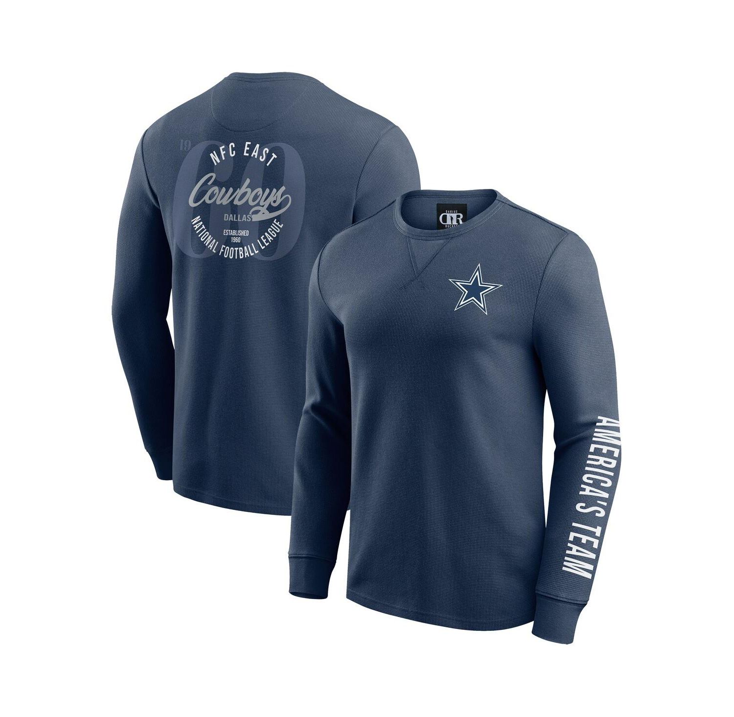 Men's Navy Dallas Cowboys Washed Waffle-Knit Long Sleeve T-Shirt