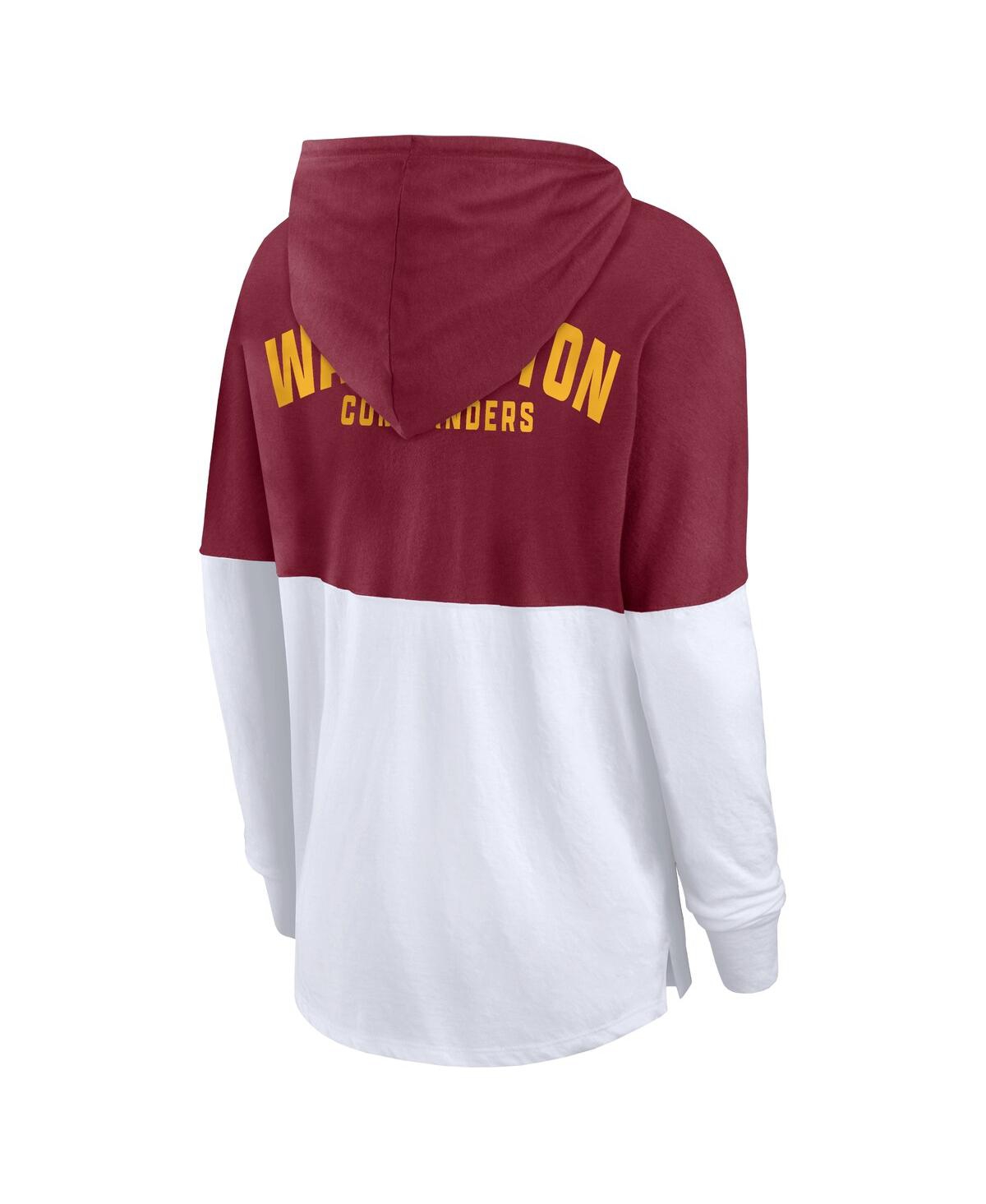 Fanatics Women'sWhite Washington Commanders Backup Option Long Sleeve Hoodie T-Shirt - Burgundy, White