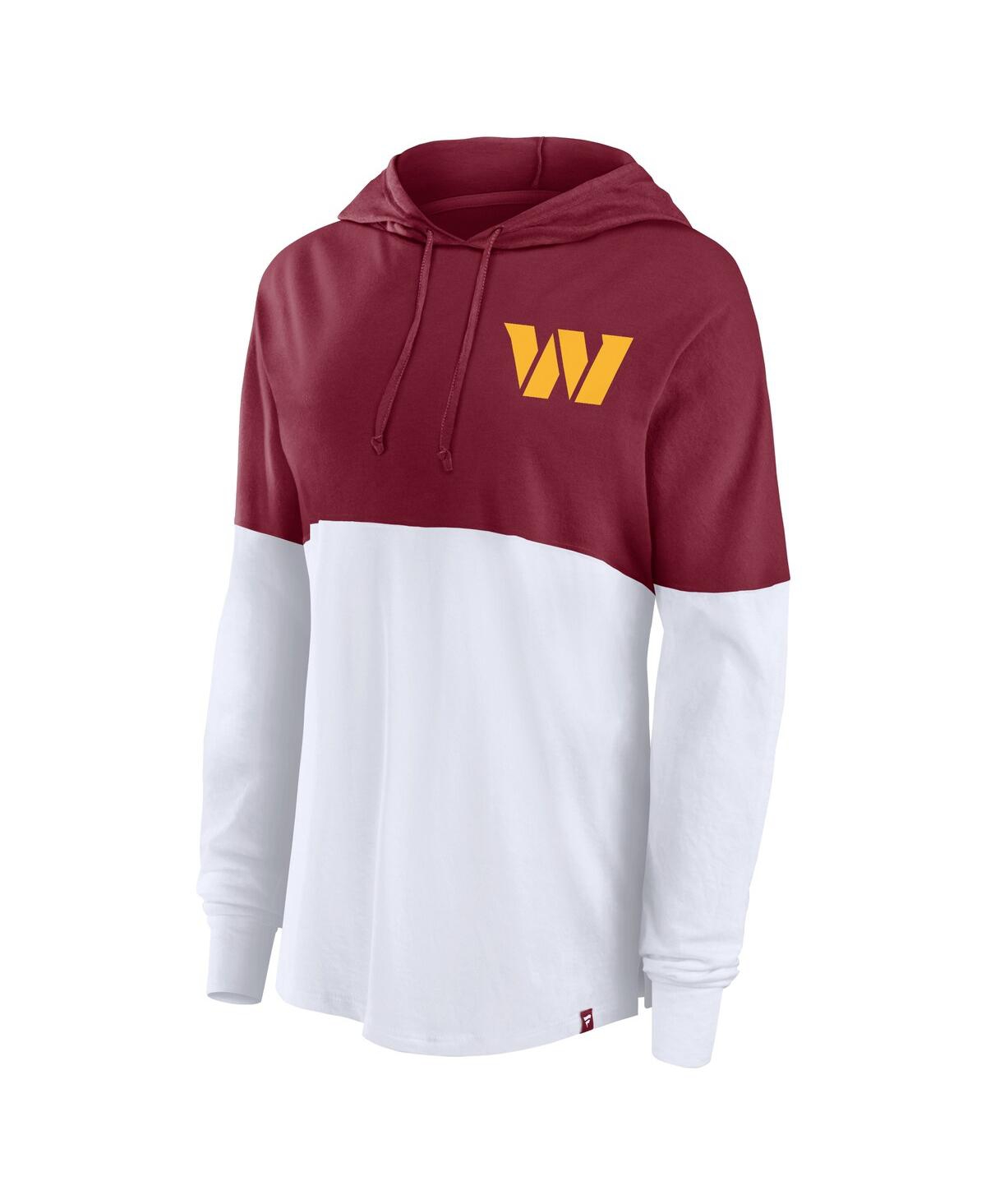 Fanatics Women'sWhite Washington Commanders Backup Option Long Sleeve Hoodie T-Shirt - Burgundy, White